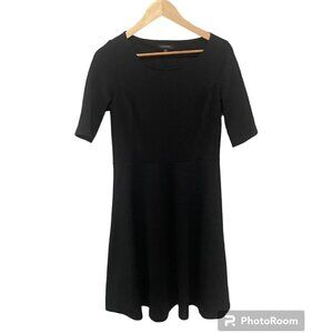 Lands' End Black Dress Long Sleeve A Line Midi Flare Size Small S 6-8